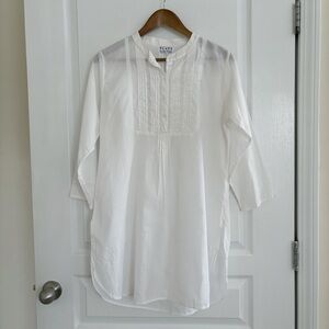 Flats by Jan Niemi Cover Up White Pleated Tunic Dress